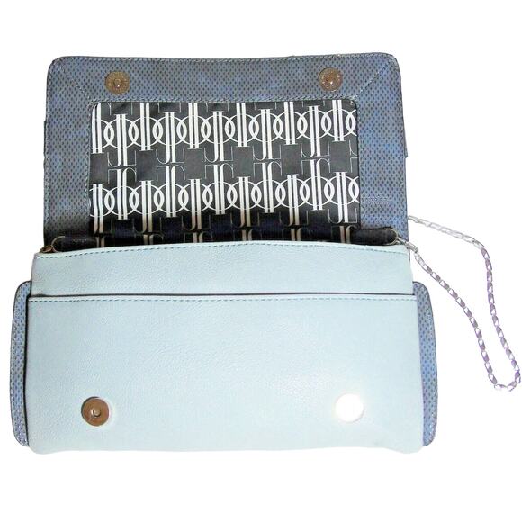 Jennifer Lopez Glacier Blue Gray HANDBAG CLUTCH + CHAIN Shoulder Purse 12x6 JLO! - Picture 4 of 8